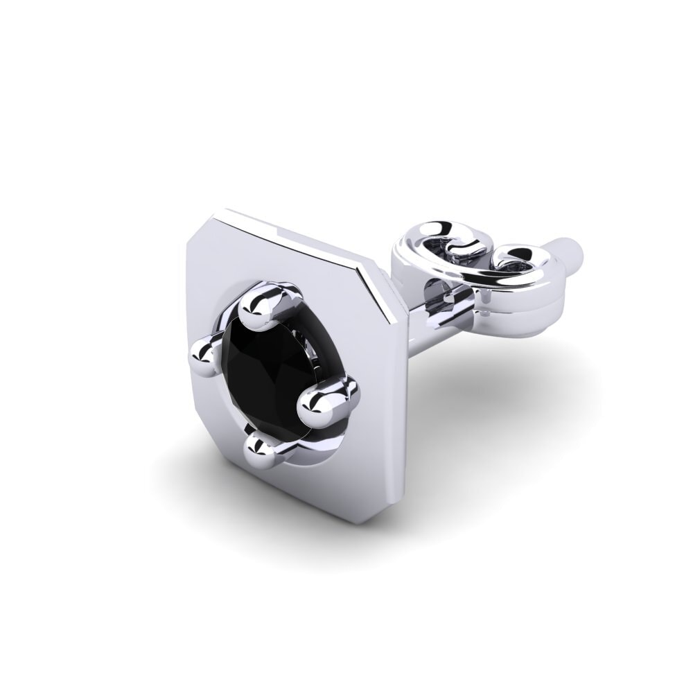 9k White Gold Black Onyx Men's Earring Lakendra
