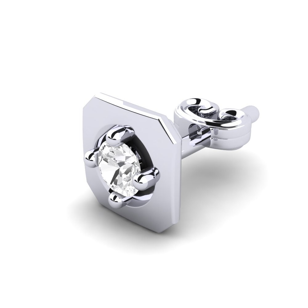 14k Oro Blanco Zafiro blanco Pendiente para hombre Lakendra