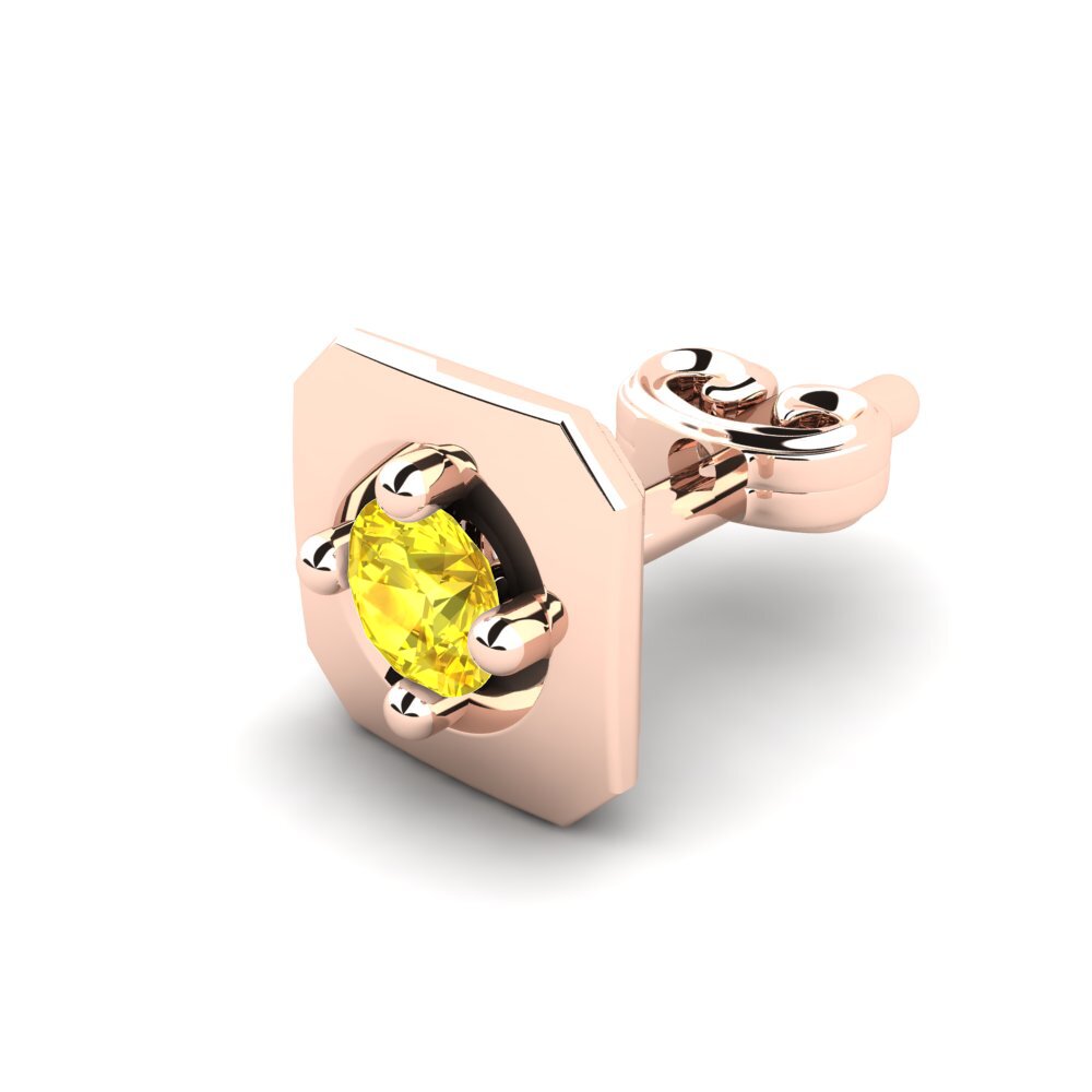 14ct Rose Gold Yellow Sapphire Men's Earring Lakendra