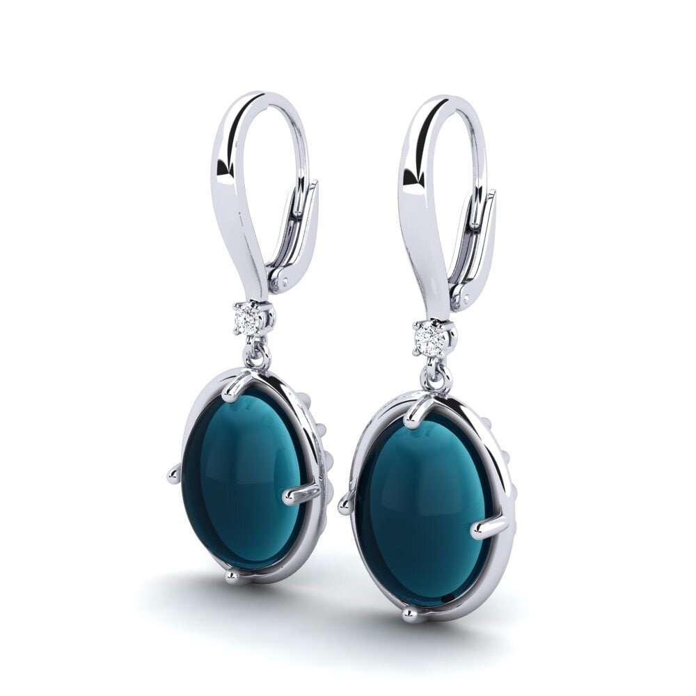 Cabochon Oval Topacio Azul Londres Cabujón Pendiente de mujer Lakendria