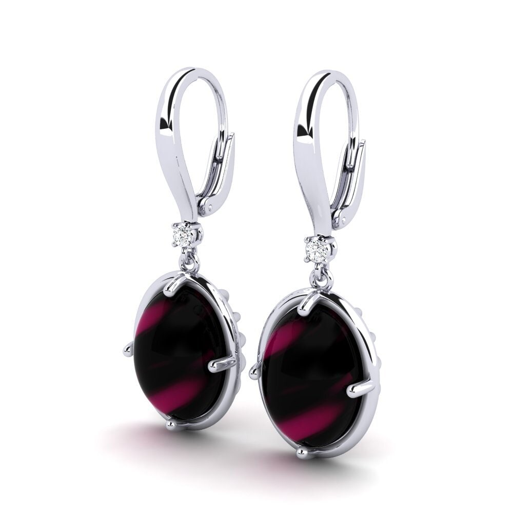 Đá Cabochon Rhodolite Bông tai nữ Lakendria