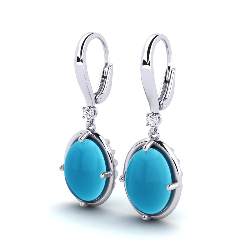 Đá Cabochon Topaz Xanh Bông tai nữ Lakendria