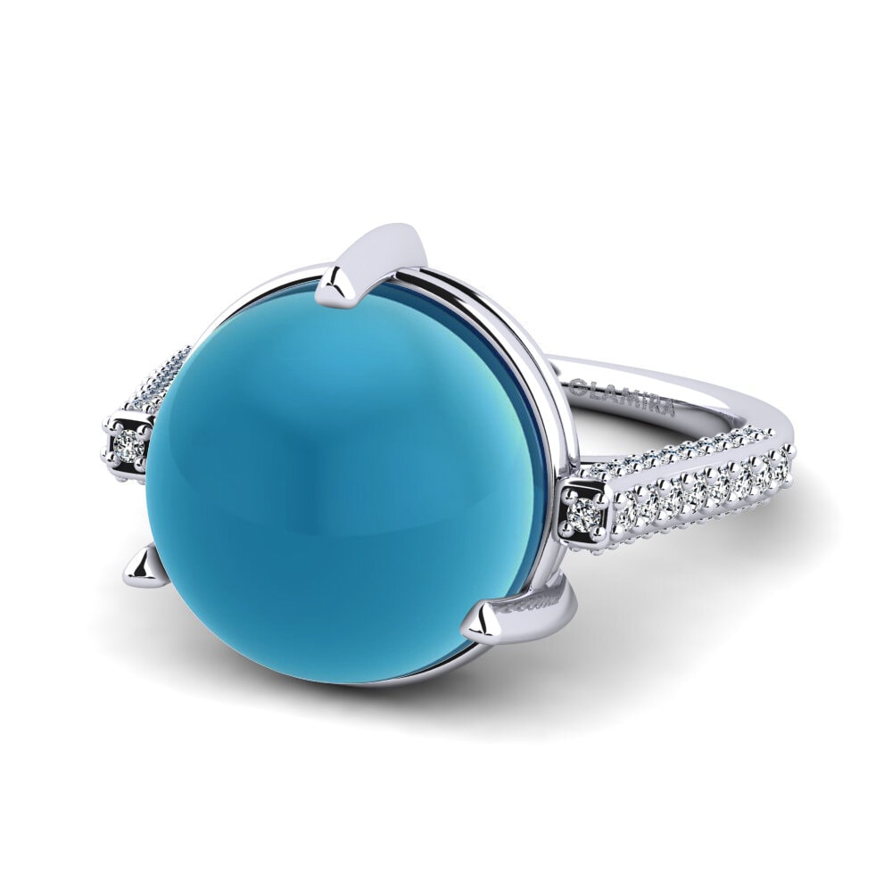 Topacio Azul Cabujón Anillo Lakesha