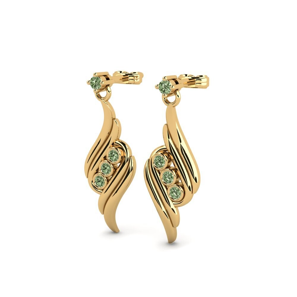 14ct Yellow Gold Green Diamond Women's Earring Lakres