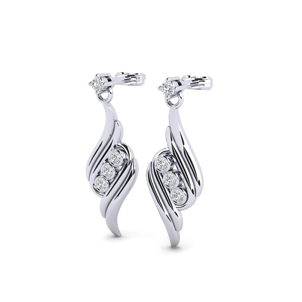 Ouro Branco 9K Diamante Produzido em Laboratório Brincos Feminino Lakres