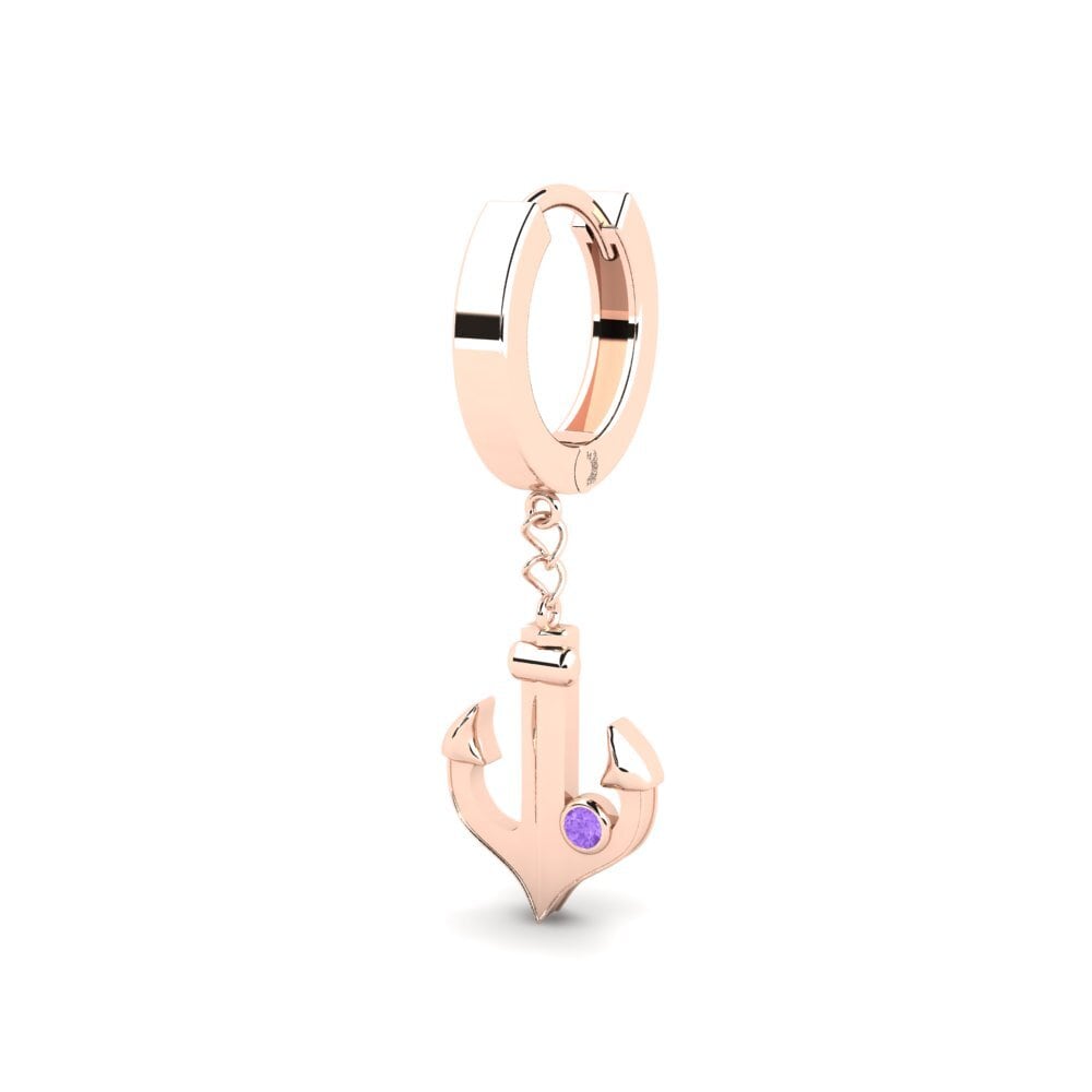 14ct Rose Gold Amethyst Men's Earring Lamanes