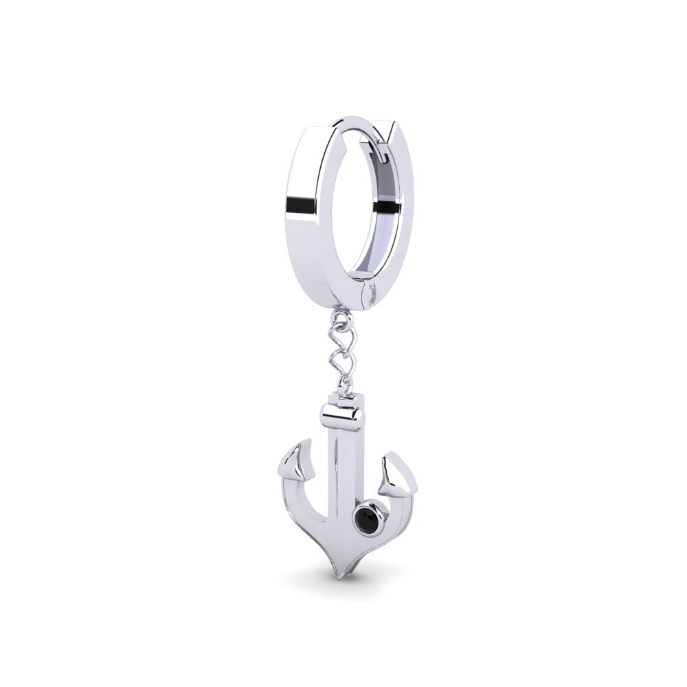 9ct White Gold Black Onyx Men's Earring Lamanes
