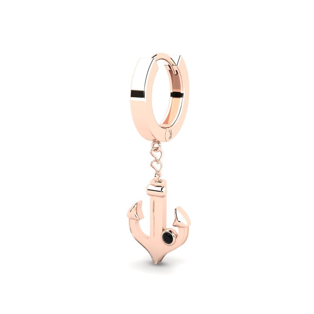 14k Oro Rosa Zafiro negro Pendiente para hombre Lamanes