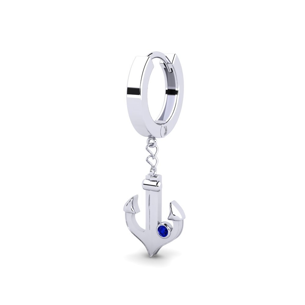 14k Oro Blanco Zafiro Pendiente para hombre Lamanes