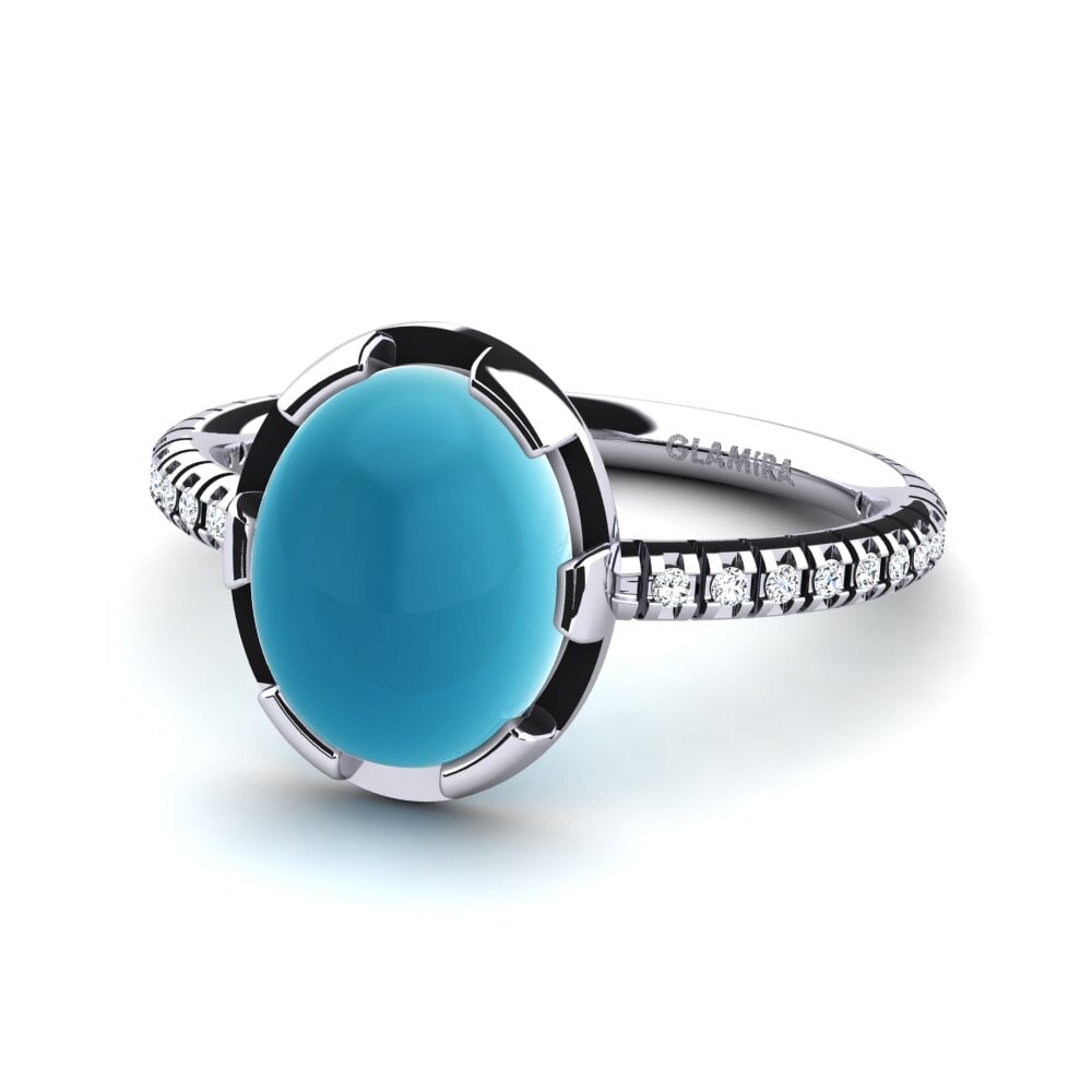 Topacio Azul Cabujón Anillo Lamis