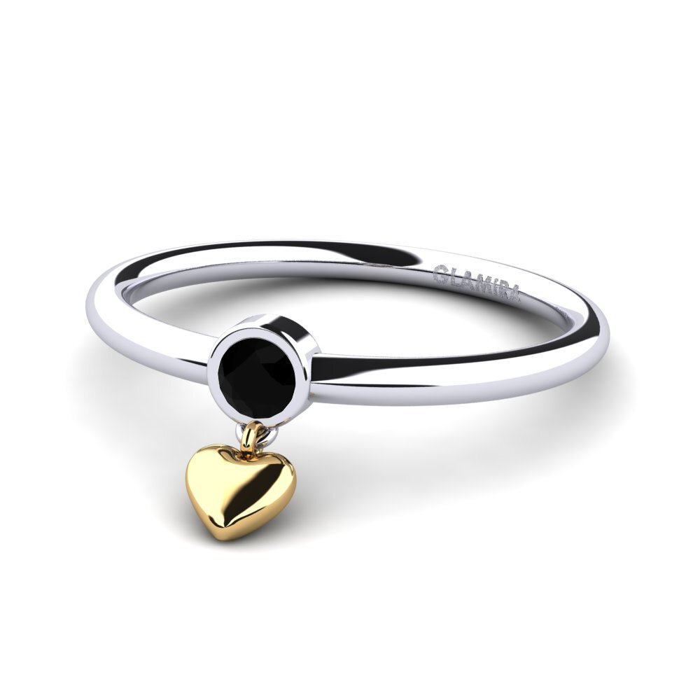 9ct White & Yellow Gold Black Onyx Ring Lamiyye