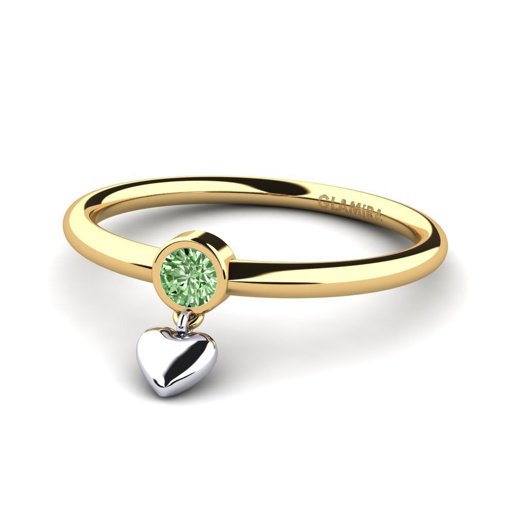 18ct Yellow & White Gold Green Diamond Ring Lamiyye