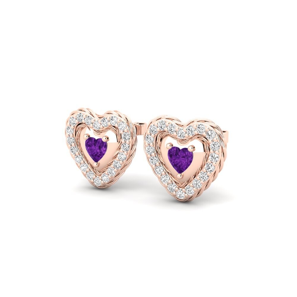 18ct Rose Gold Amethyst Women's Earring Lancy