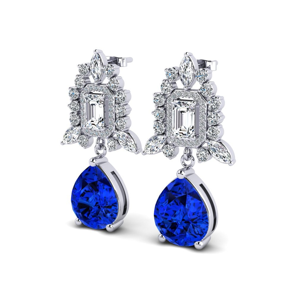 Pear Sapphire (Lab Created) Women's Earring Lanie