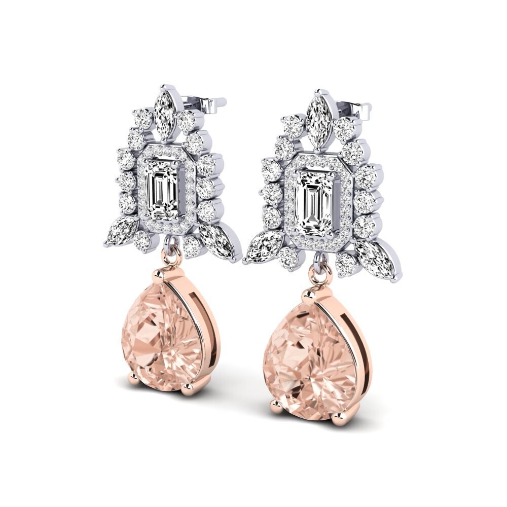 14ct White & Rose Gold Morganite Women's Earring Lanie