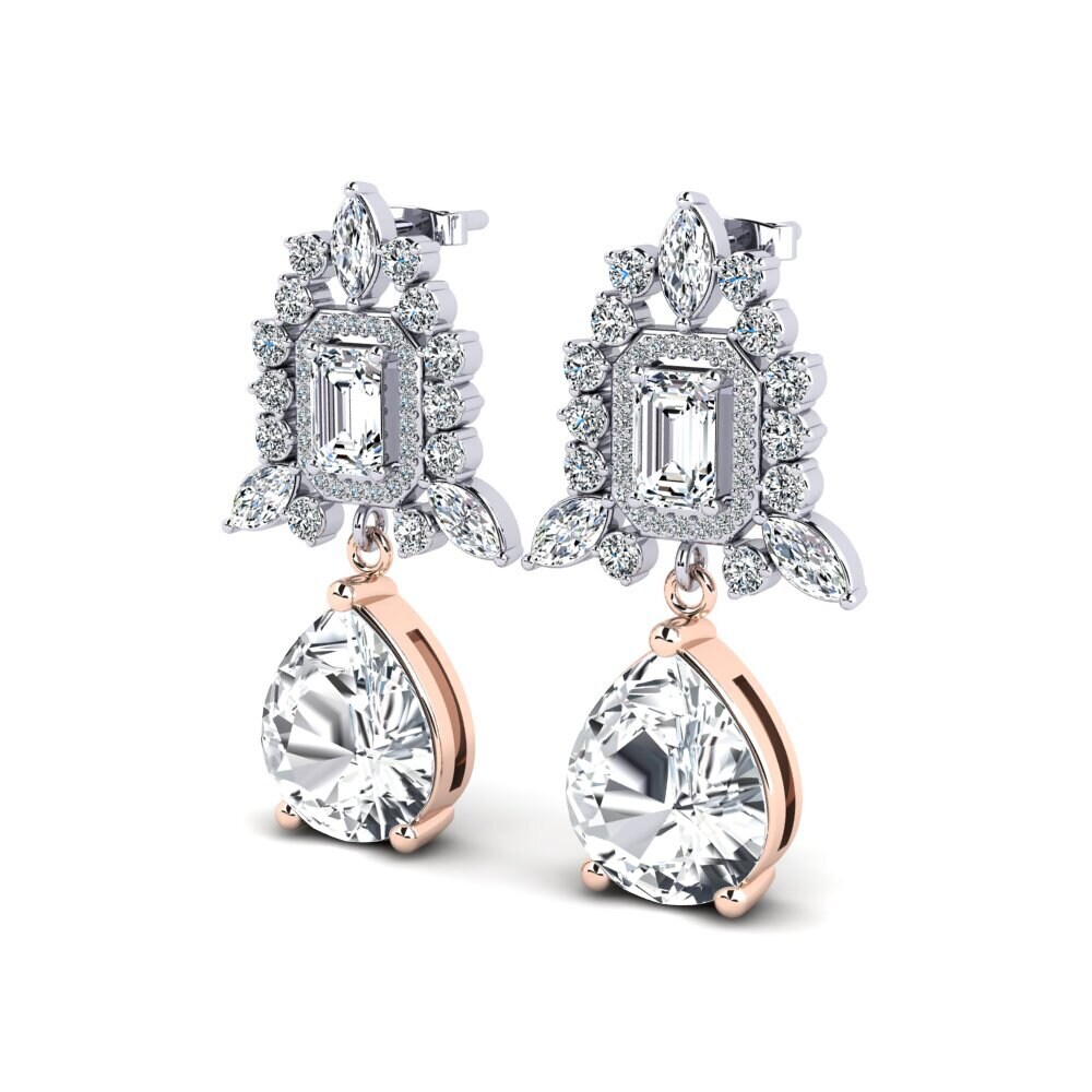 14ct White & Rose Gold White Zircon Women's Earring Lanie