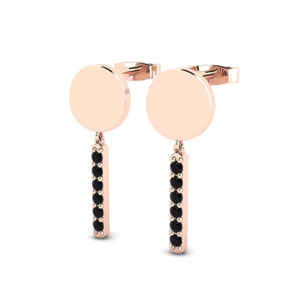 14ct Rose Gold Black Sapphire Women's Earring Lantana