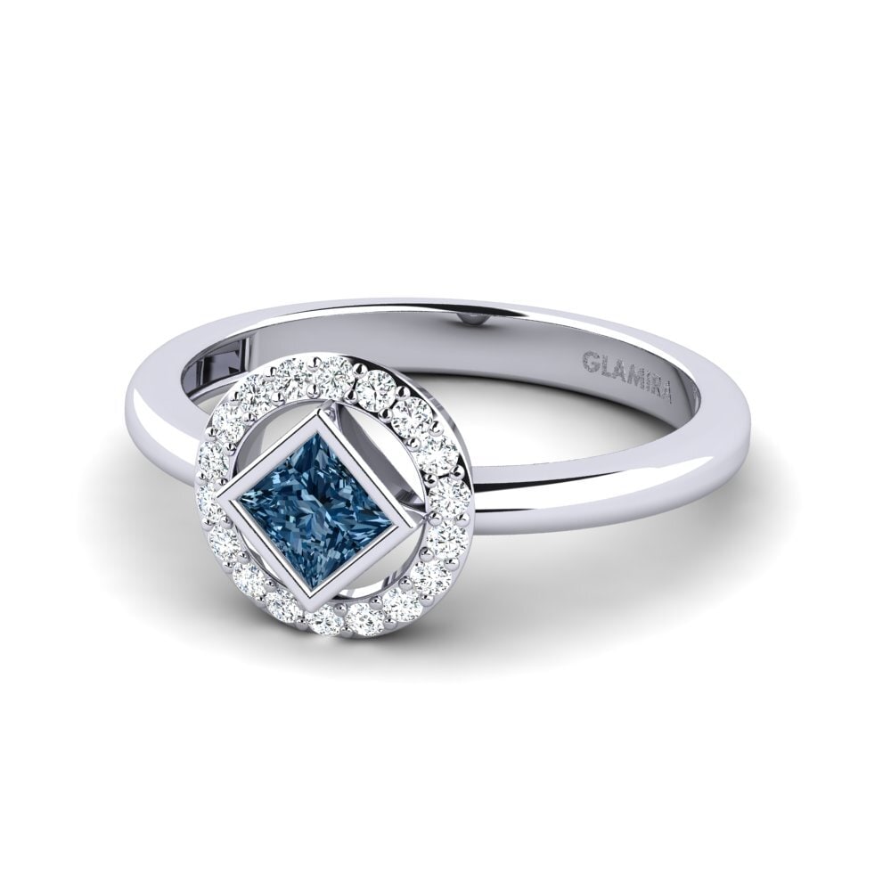 Princess Blue Diamond Engagement Ring Lantifices