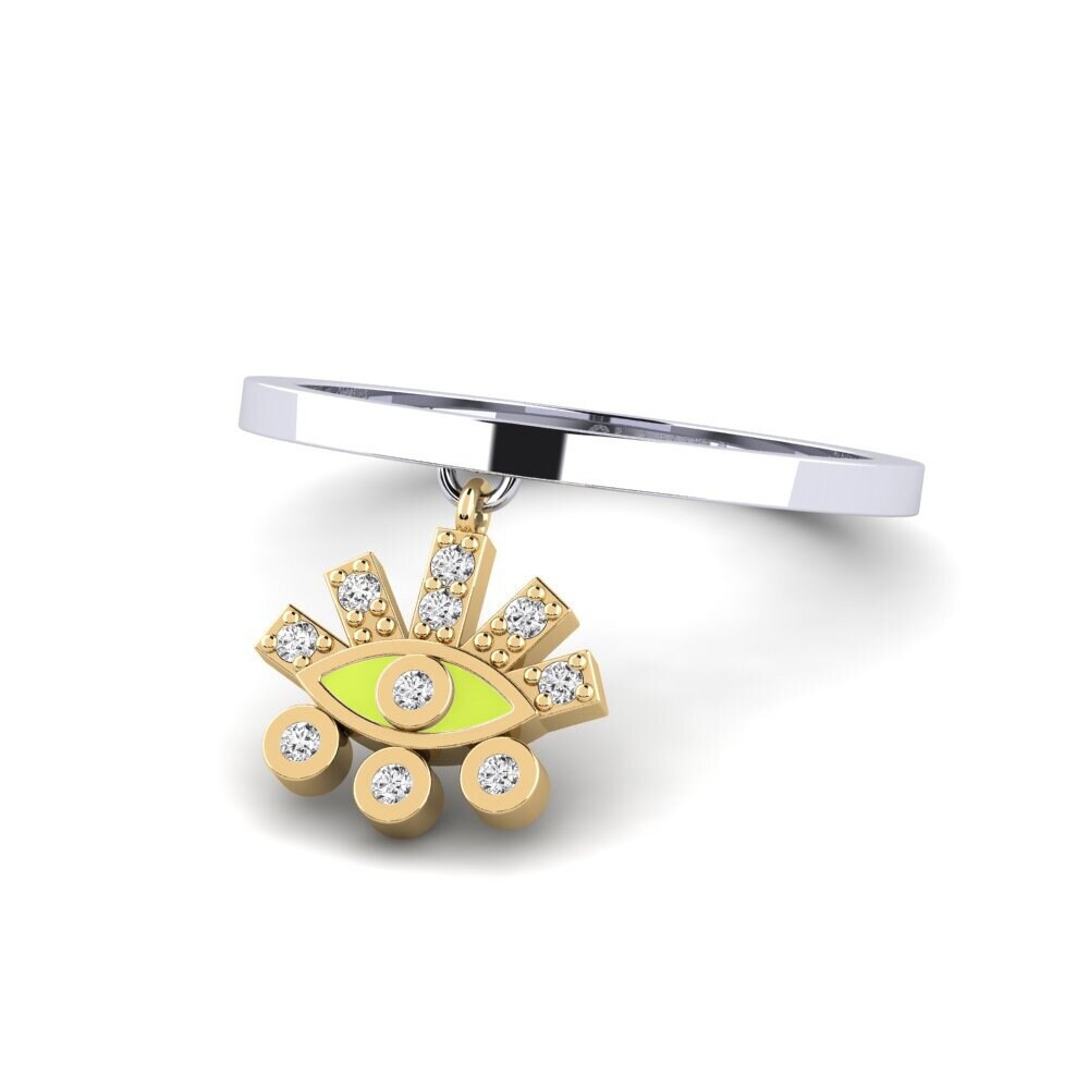 Ringe Evil Eye 585 Hvid & Gult Guld