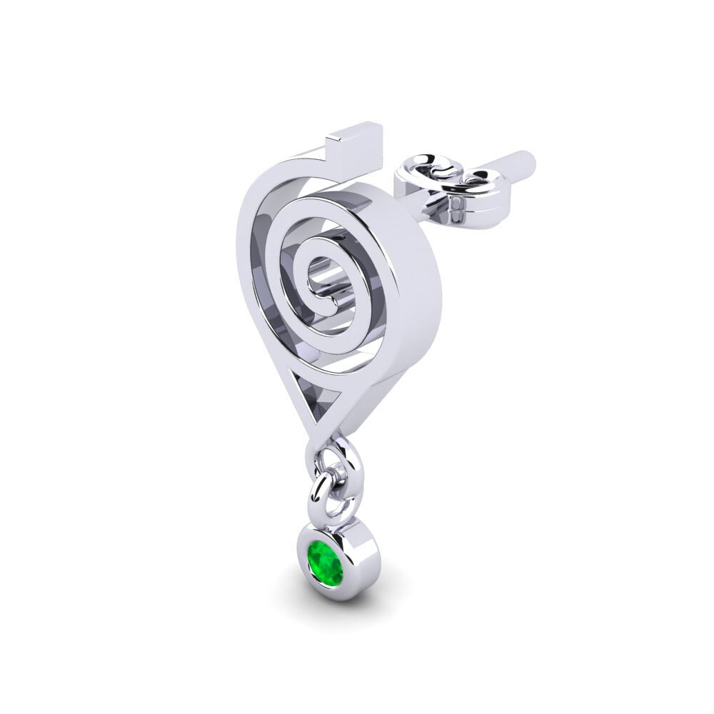950 Platinum Emerald Men's Earring Lapis
