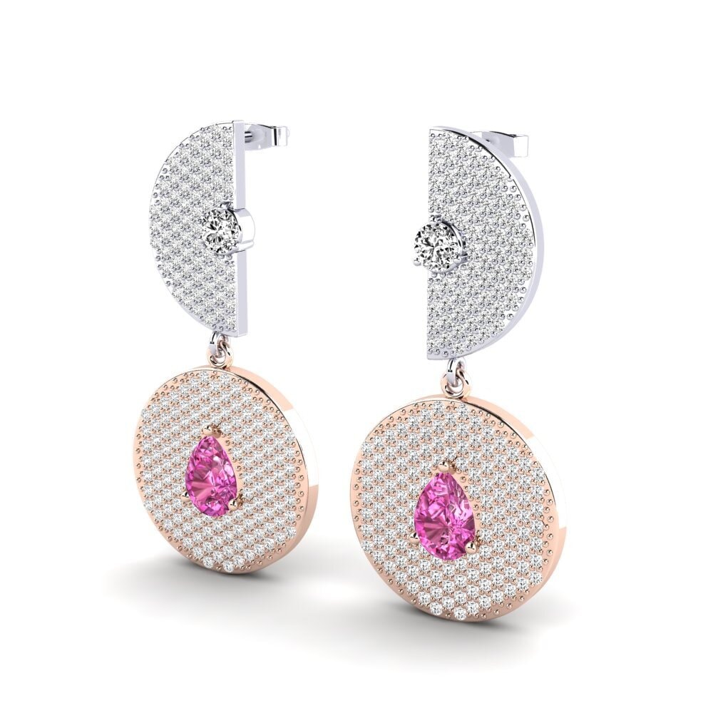 18k Oro Rosa & Blanco Topacio Rosa Pendiente de mujer Laree