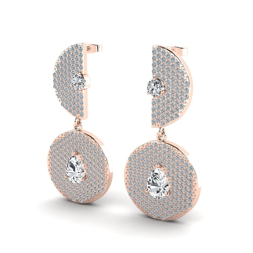 14k Oro Rosa Circón Blanco Pendiente de mujer Laree