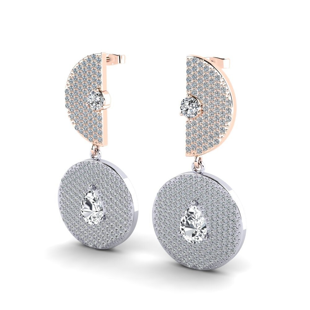 14ct White & Rose Gold White Zircon Women's Earring Laree