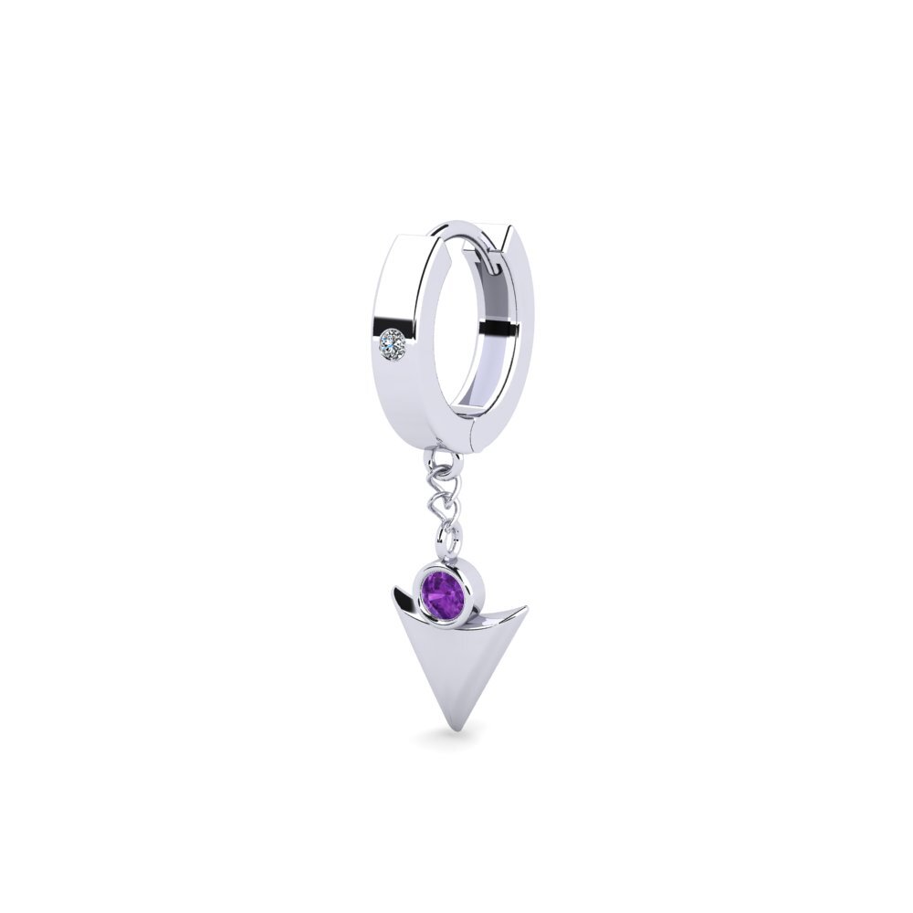 950 Platinum Amethyst Men's Earring Larme