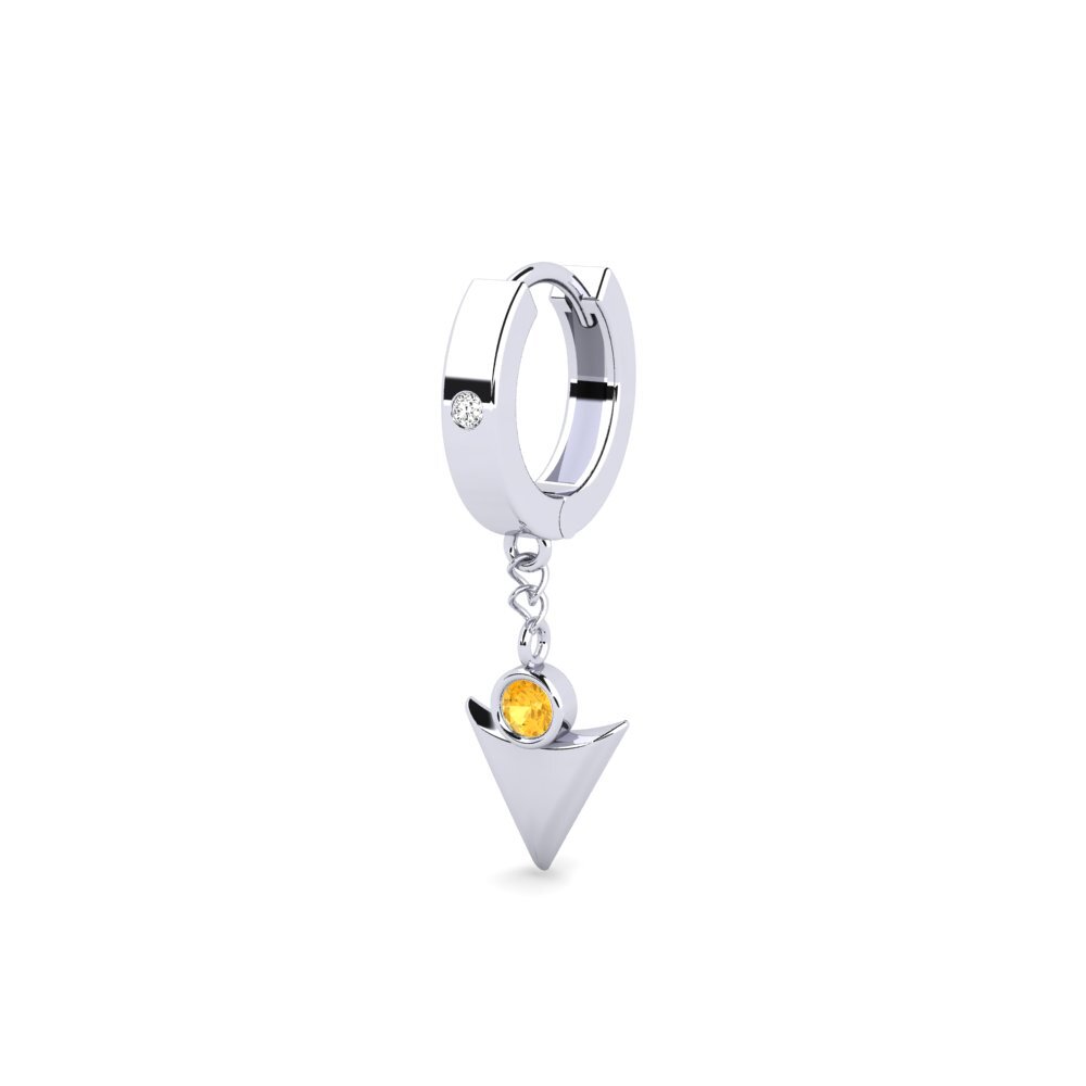 9k White Gold Citrine Men's Earring Larme