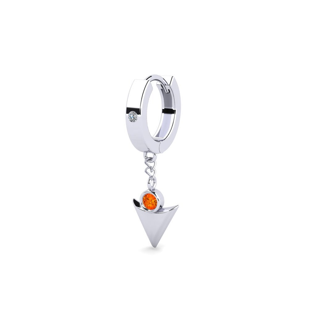 14k Oro Blanco Zafiro Naranja Pendiente para hombre Larme
