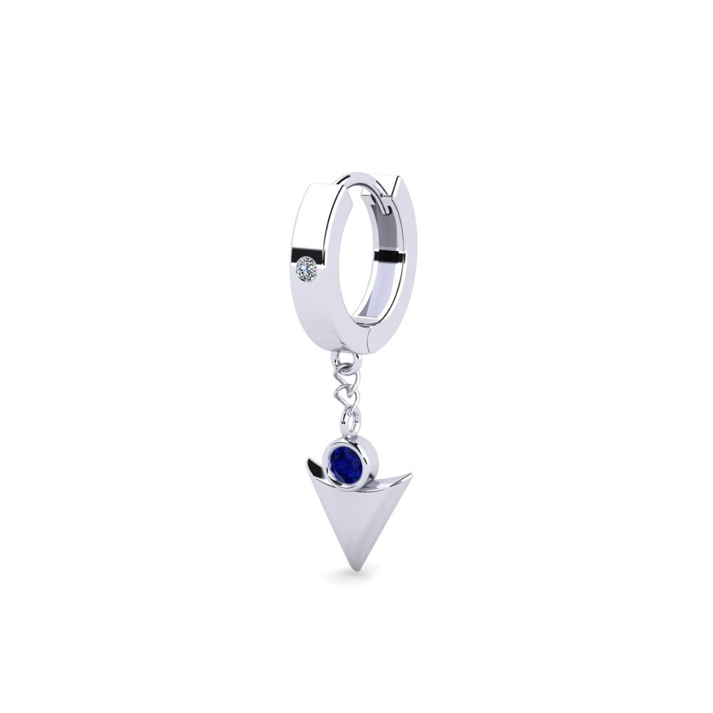 14k Oro Blanco Zafiro Pendiente para hombre Larme