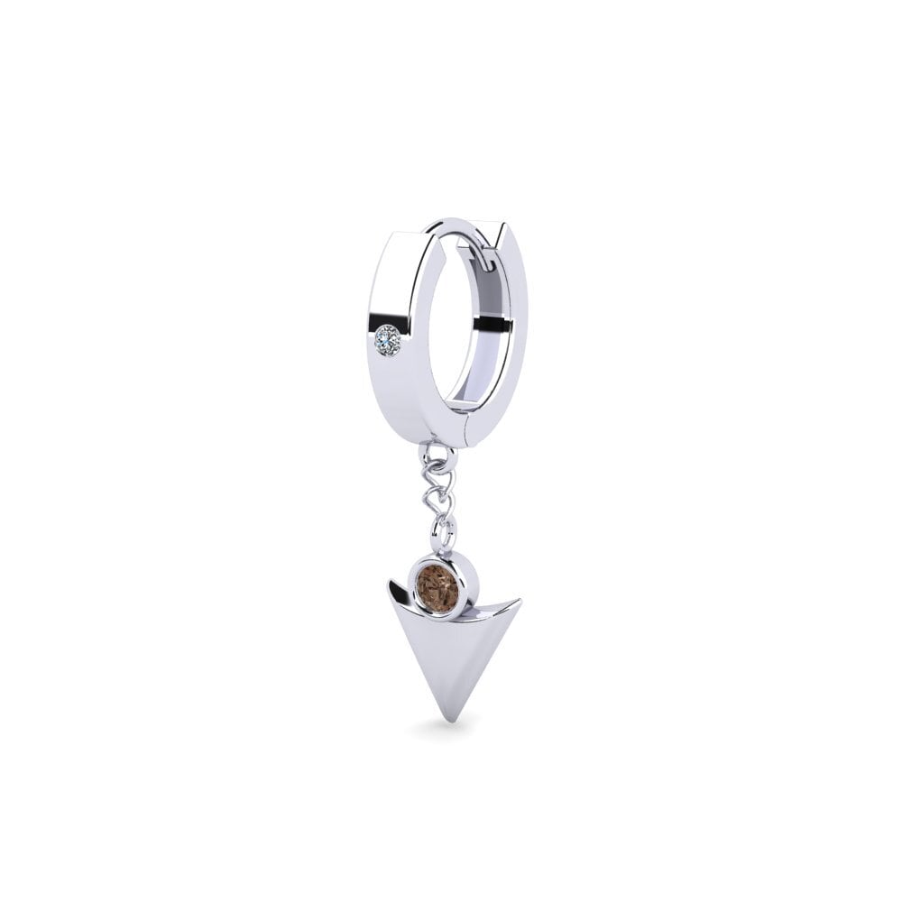 950 Platinum Smoky Quartz Men's Earring Larme