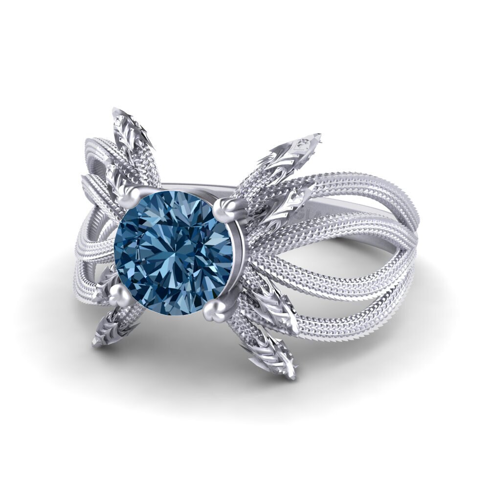 Blue Diamond Engagement Ring Lasandra