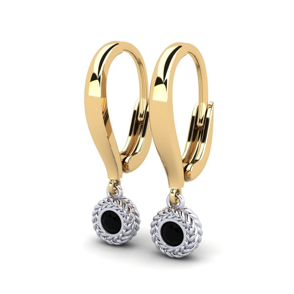 14ct Yellow / White Gold Black Diamond Women's Earring Latabian