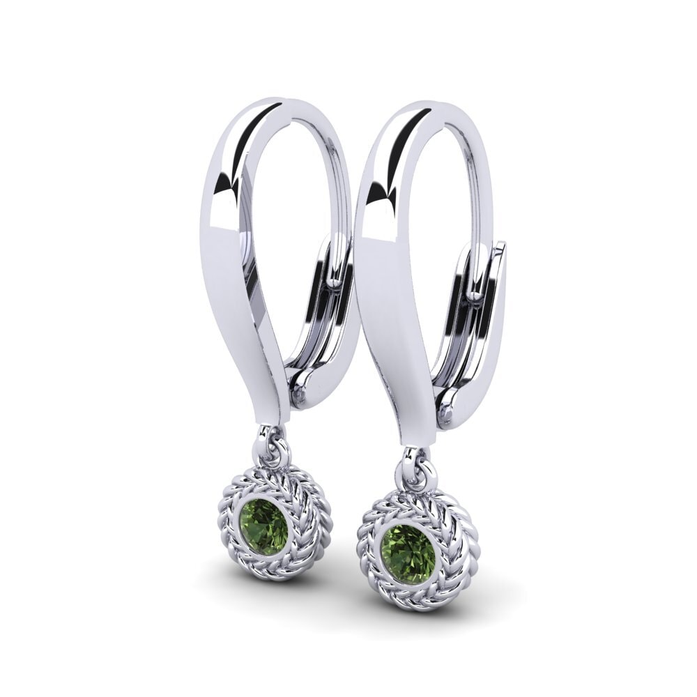 Oro Bianco 585 Zaffiro Verde Orecchino da donna Latabian