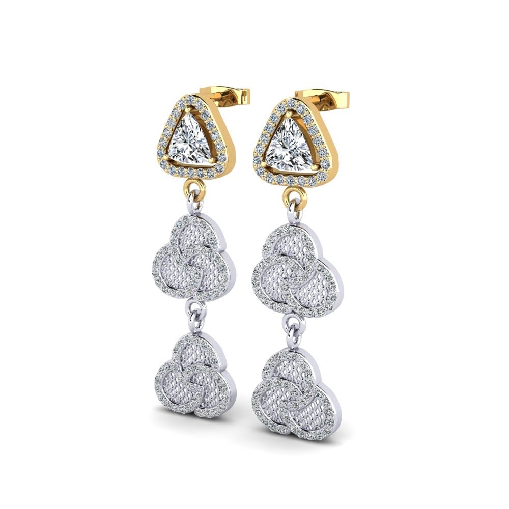 14k Oro Blanco / Amarillo Trillón Pendiente de mujer Launo