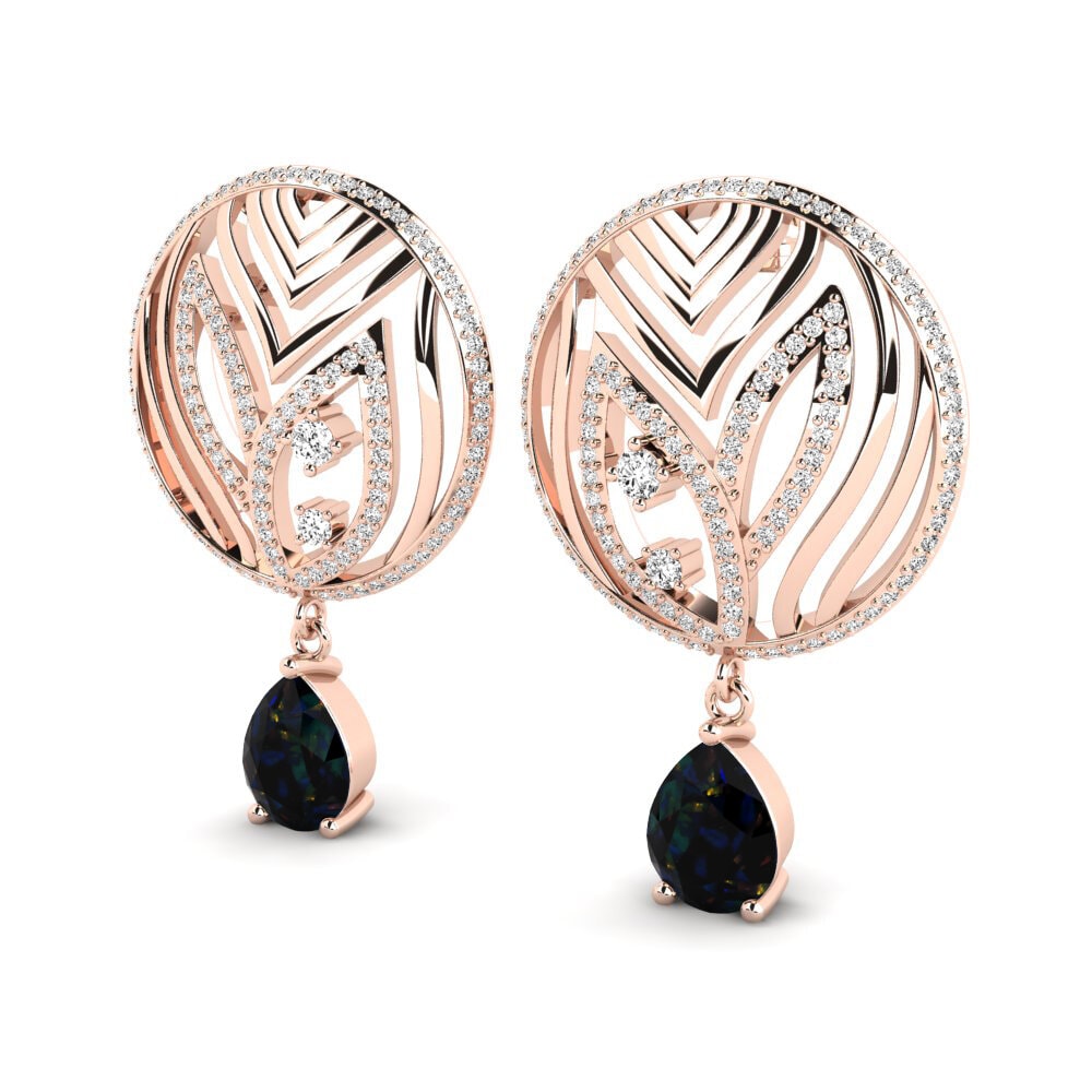 18ct Rose Gold Black Opal Women's Earring Laurana