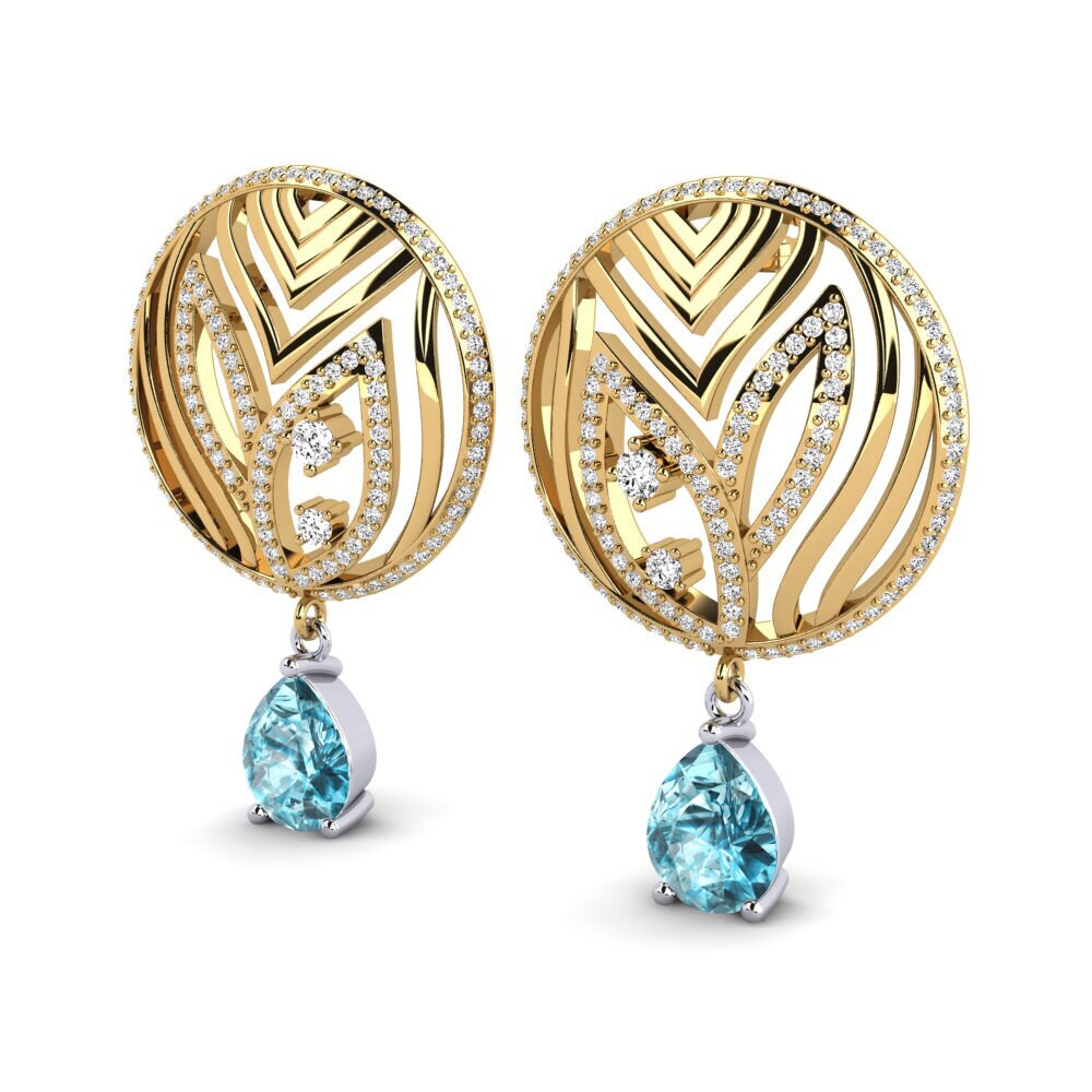 18ct Yellow & White Gold Blue Zircon Women's Earring Laurana