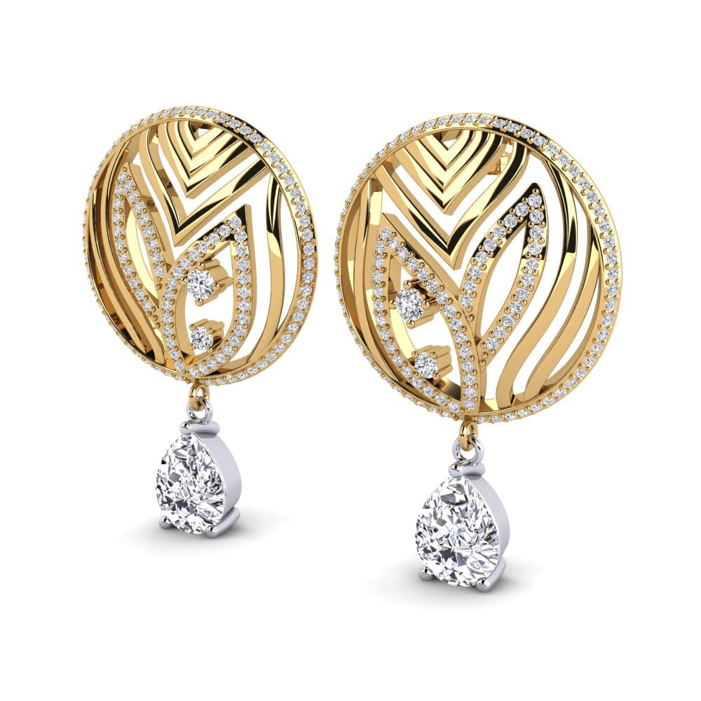 14k Oro Amarillo & Blanco Pendiente de mujer Laurana