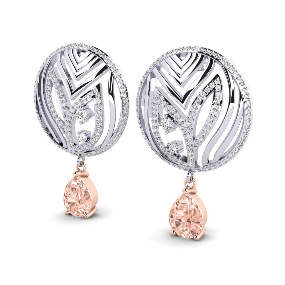 14ct White & Rose Gold Morganite Women's Earring Laurana