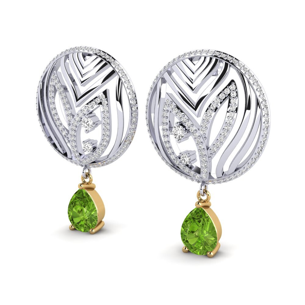 9ct White & Yellow Gold Peridot Women's Earring Laurana