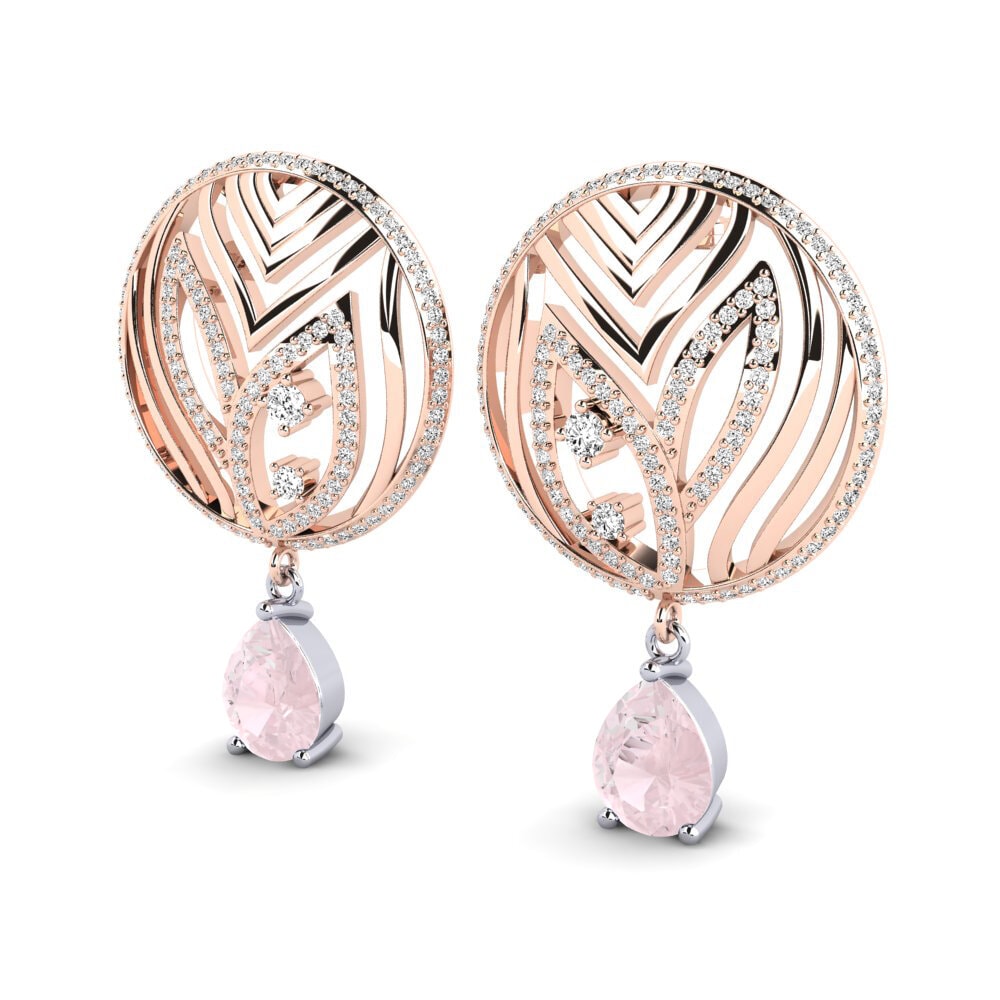 9k Oro Rosa & Blanco Cuarzo rosa Pendiente de mujer Laurana