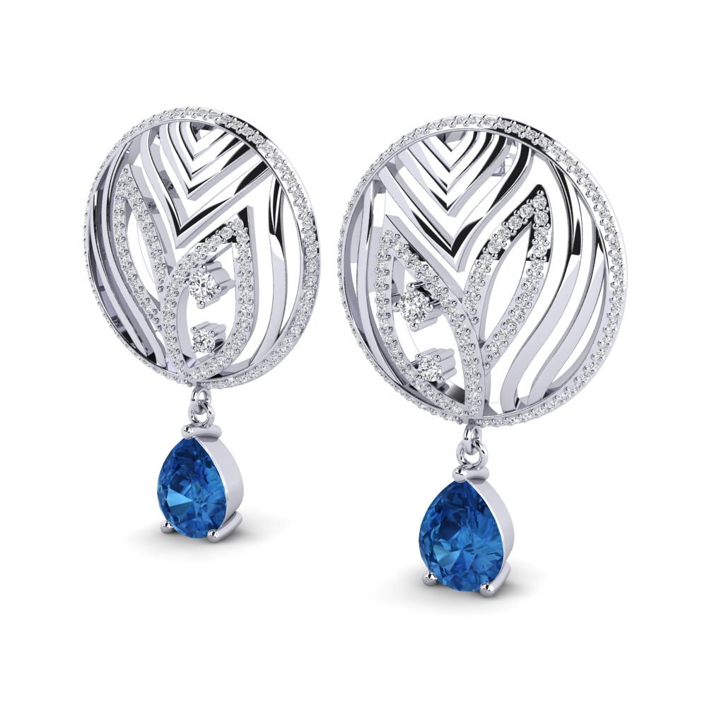 Zircônia azul escuro Brincos Feminino Laurana