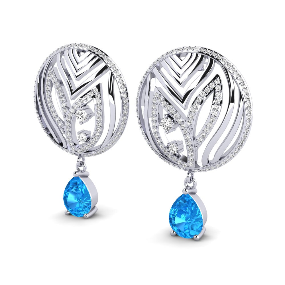 Azul Topázio Brincos Feminino Laurana