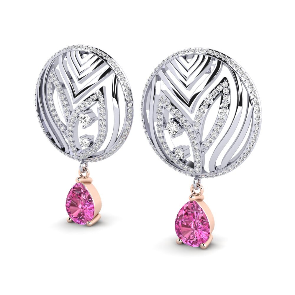 14k Oro Blanco & Rosa Topacio Rosa Pendiente de mujer Laurana