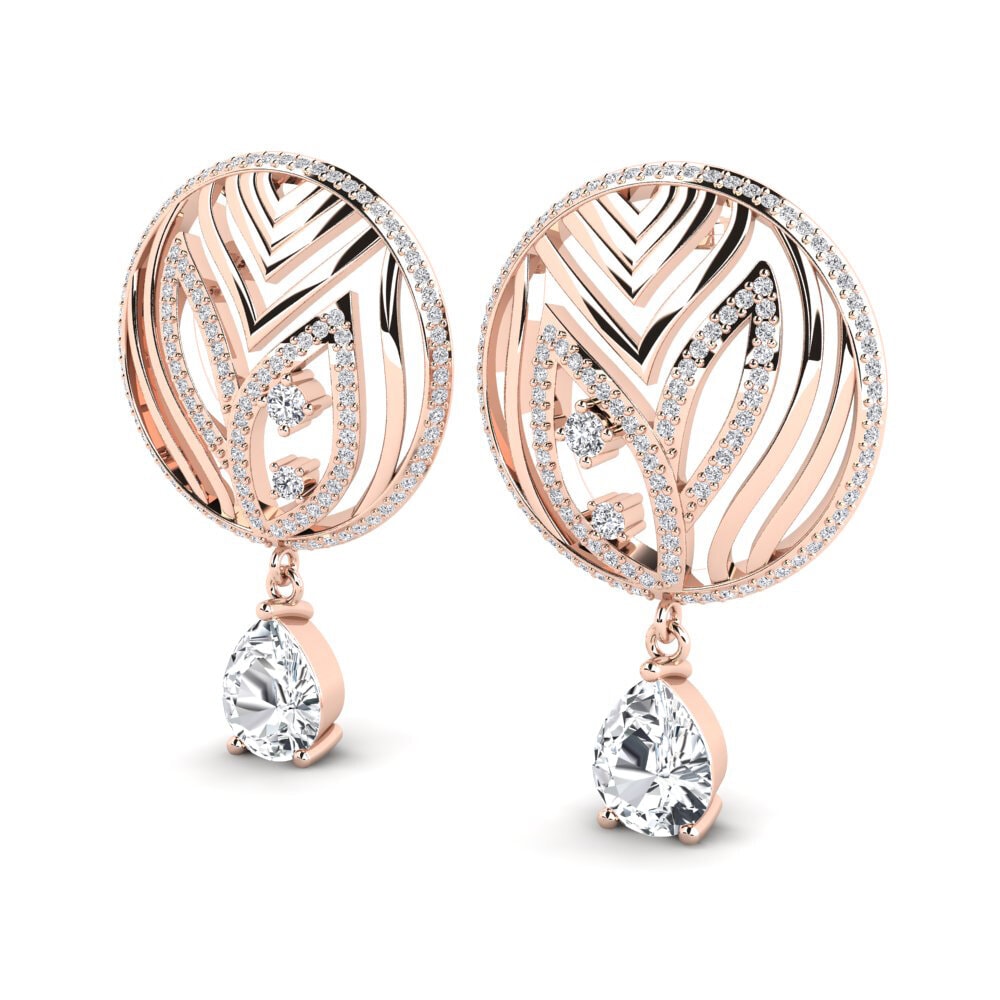 14k Oro Rosa Circón Blanco Pendiente de mujer Laurana