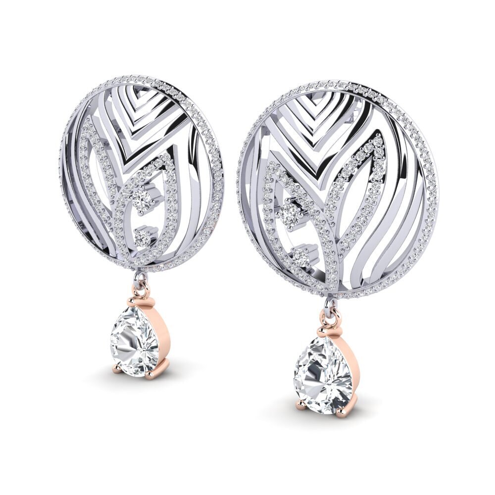 14ct White & Rose Gold White Zircon Women's Earring Laurana