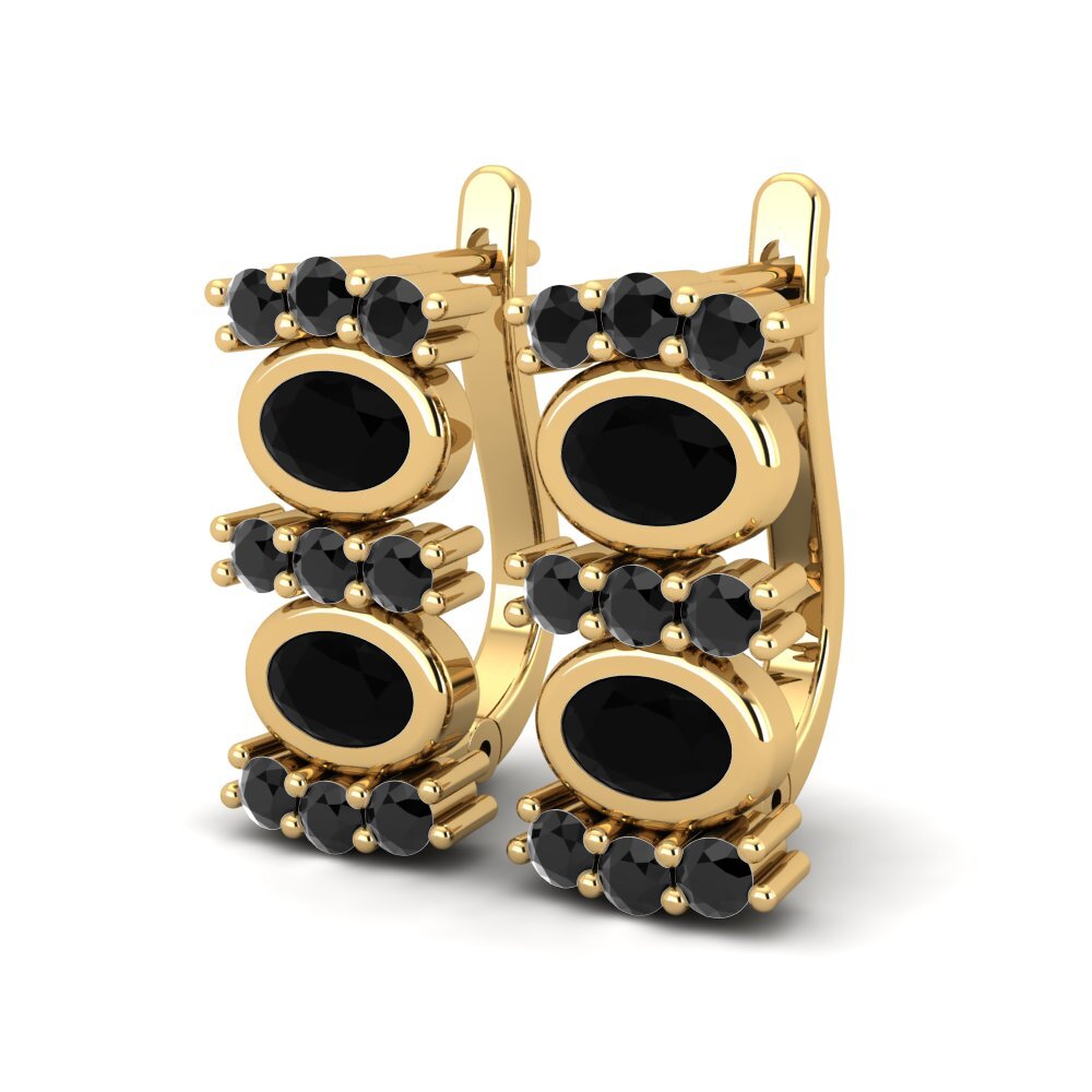 Ovalado Diamante Negro Pendiente de mujer Laurel