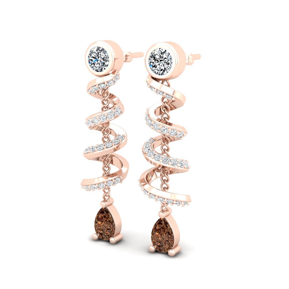 Oro Rosso 750 Diamante Marrone Orecchino da donna Lavian