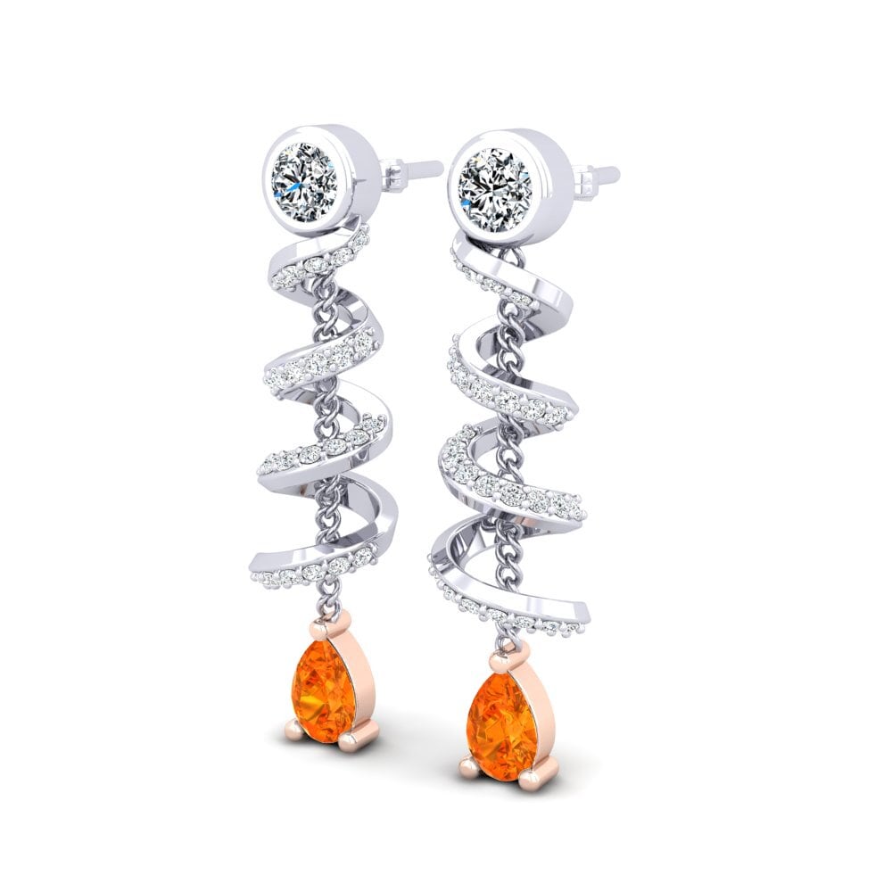 9K White & Rose Gold Orange Sapphire Earring Lavian